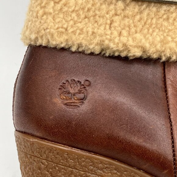 Timberland Glancy NEW Womens 10 Leather Ortholite Boots Shearling Cuff Buckle - Picture 3 of 16